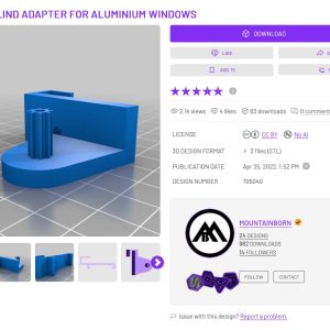 Rolety - uchwyt zaciskowy do rolet #0023